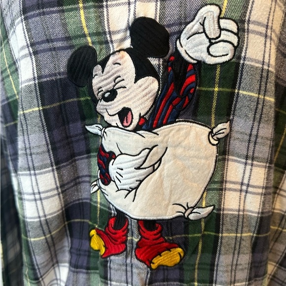 Disneyland Resort Pajama Dress Mickey  Mouse Plaid blue and green SZ S Cotton - Picture 2 of 4